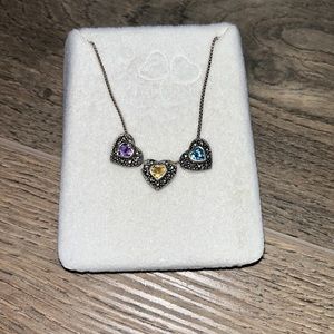 Sterling Silver Necklace with Stone Charms